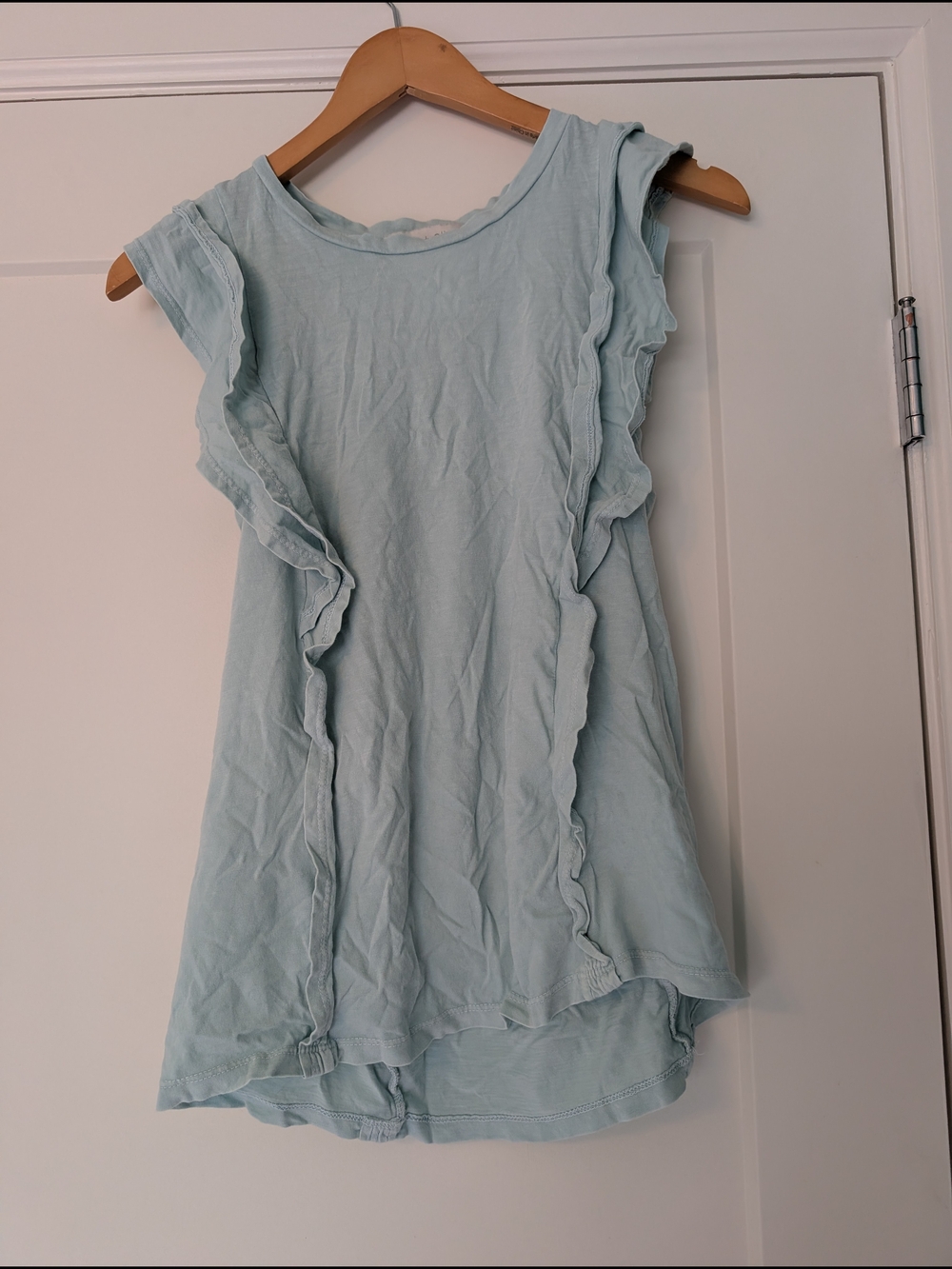Anthropologie Eri + Ali Light Blue Ruffle Sleeve Tunic Top